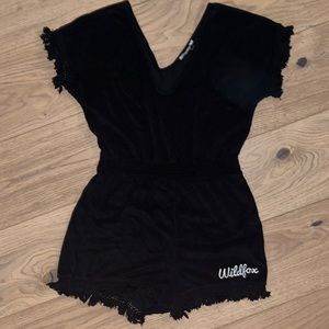 Wild fox black terry cloth romper - swim cover up